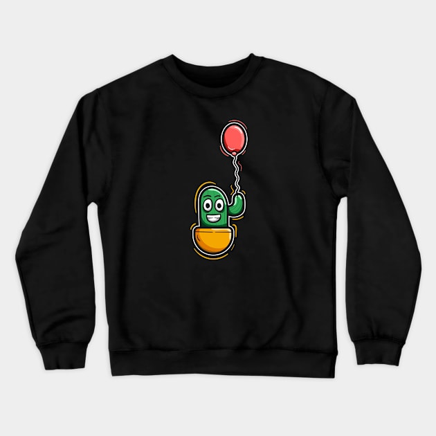 Cactus and balloon Crewneck Sweatshirt by happymonday